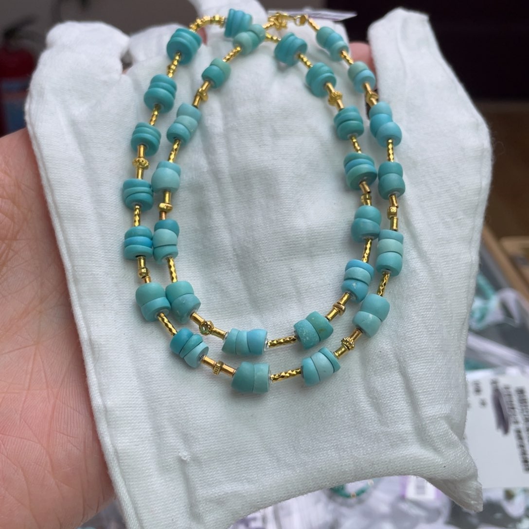 绿松石颈饰银S925镶嵌