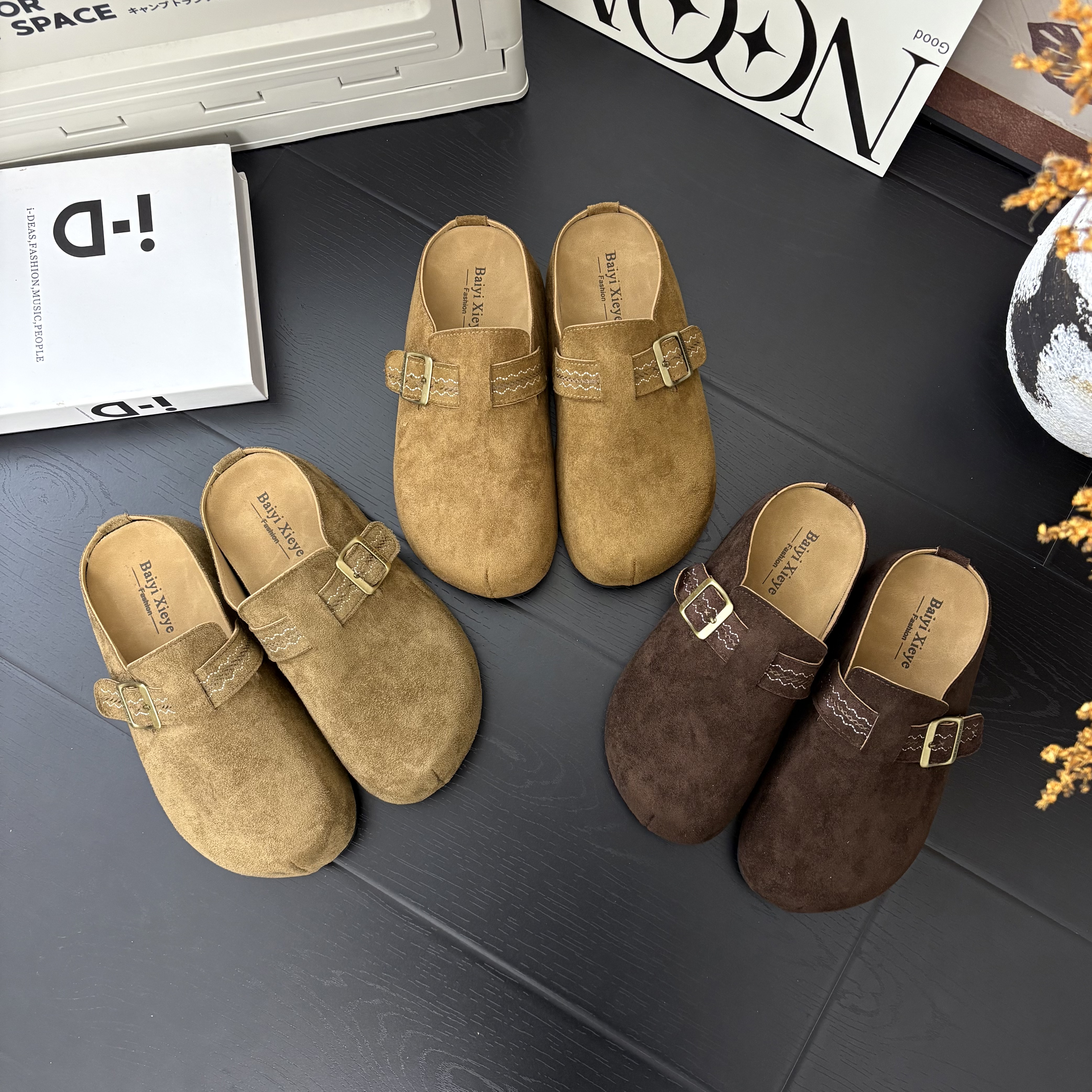 【三喜】‘5cm!!刺绣搭扣’卡皮巴拉显瘦增高皮带扣秋季新款包头拖鞋