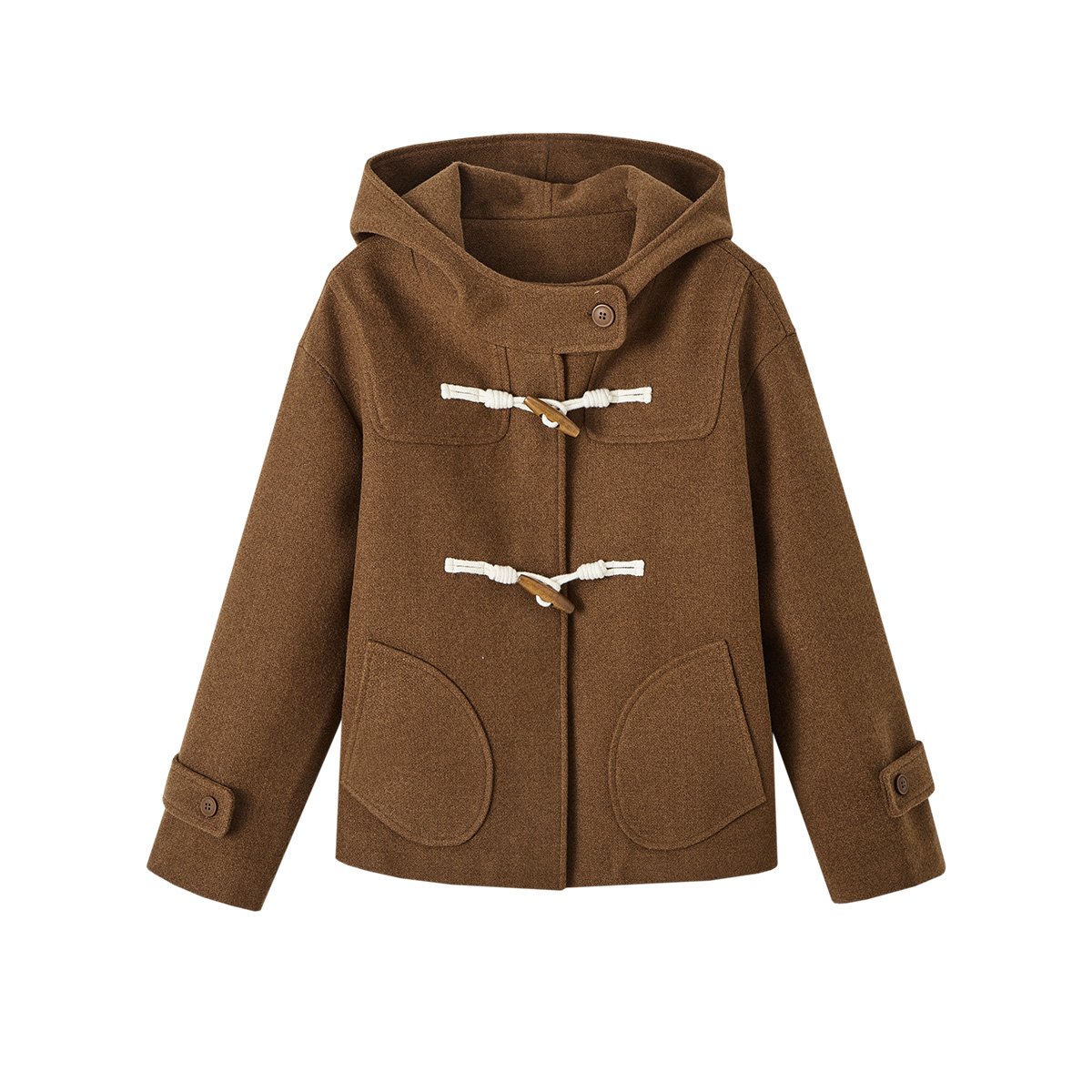 【达人专属】朗文斯汀纯色连帽牛角扣短外套DZMW4510C09335