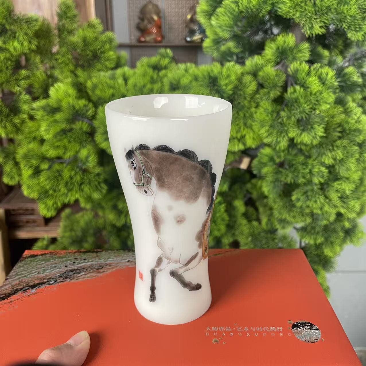 冰晶玉喜乐杯（手绘唐彩马）礼盒装 AA1539