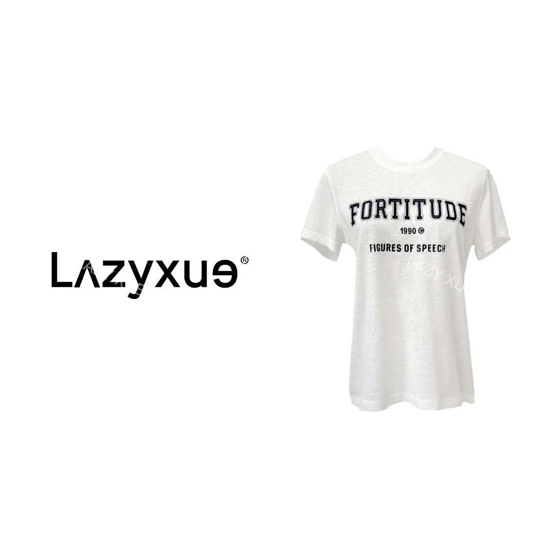 薛懒懒/“放肆”夏季新款刺绣立体浮雕圆领透气吸汗T恤 7552