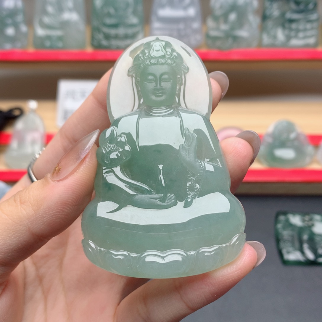 小***包翡翠未镶嵌颈饰素衣观音