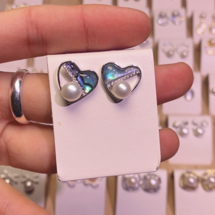 淡水珍珠耳饰银S925镶嵌