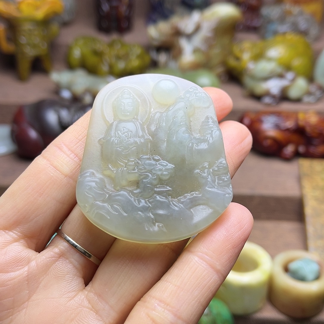 白玉菩提吊坠166。。