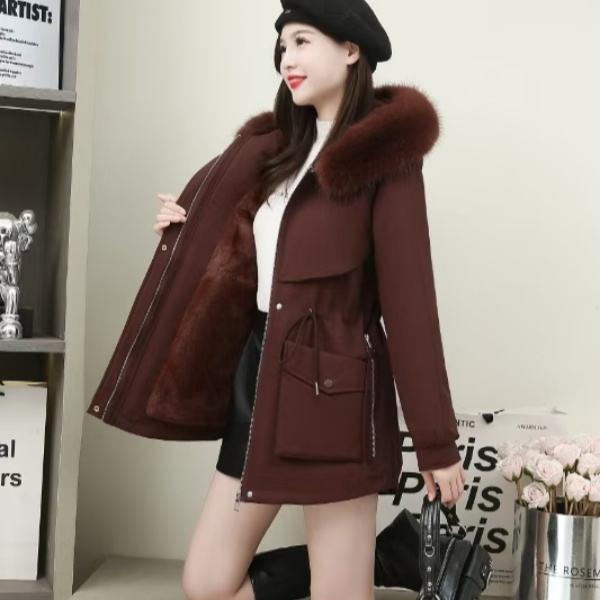 8911【衣长68】加毛派克服女士冬季新款洋气宽松加厚棉衣棉服外套