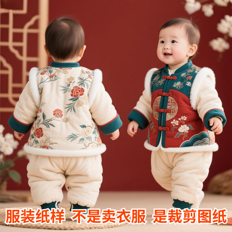 YT9013做连体衣外出服婴儿衣服满月服图纸宝宝1:1服装裁剪纸样