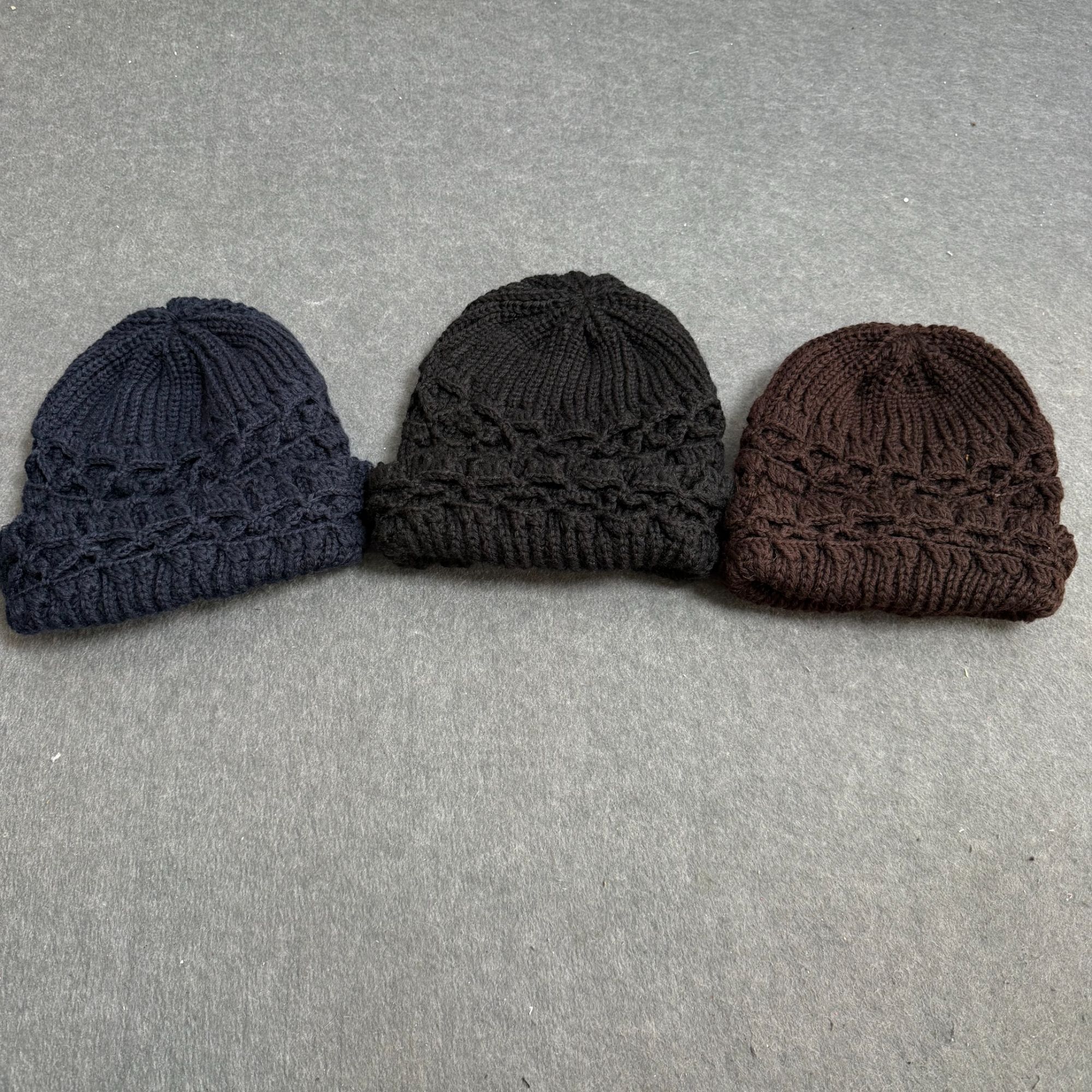 老年人冬季不加绒镂空保暖针织帽(发3)