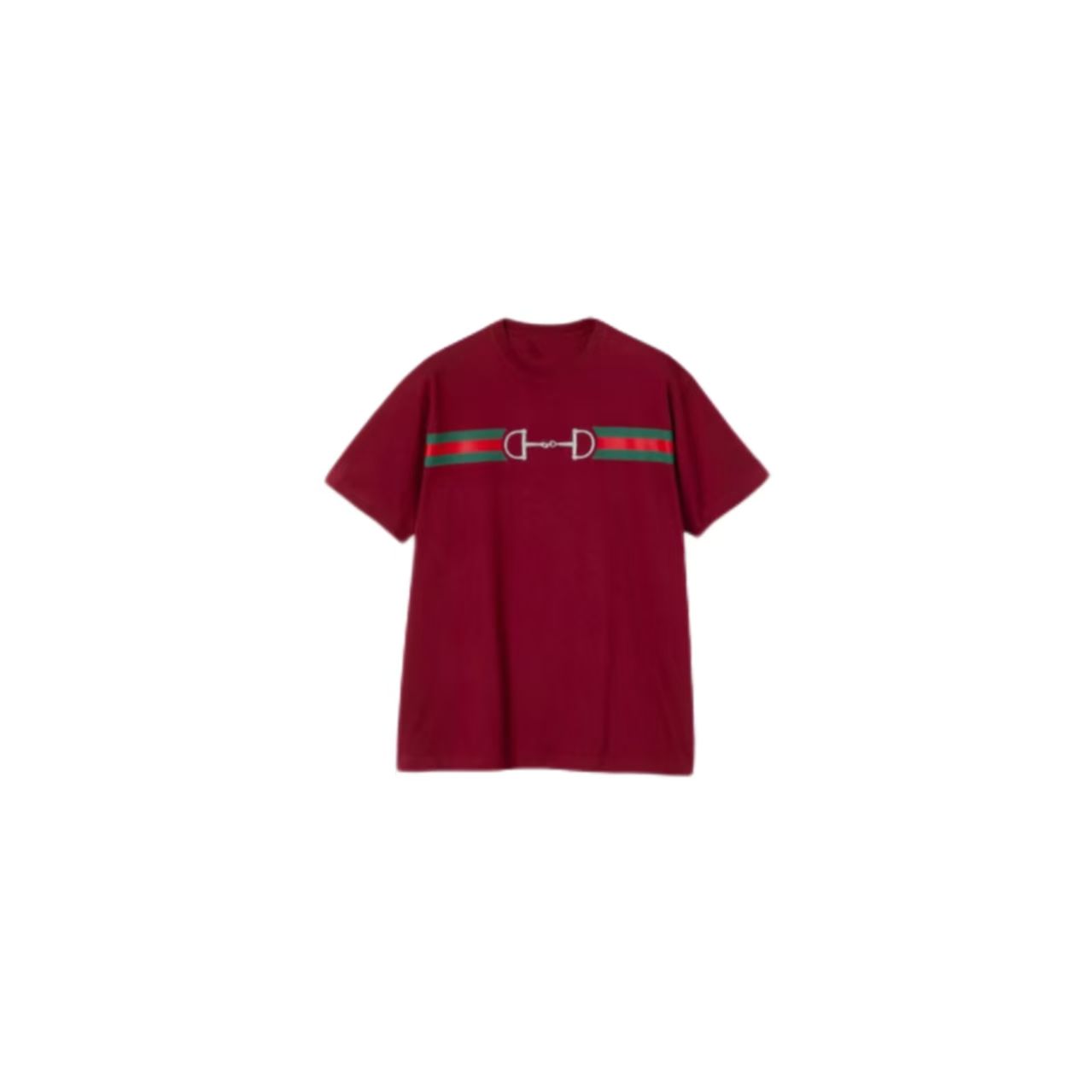 AG198 红色彩条印花短袖上衣