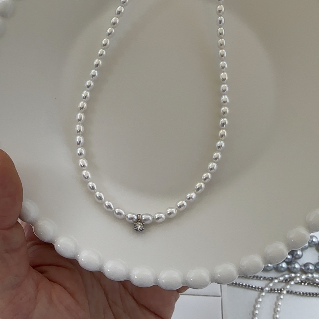 项链银S925镶嵌淡水珍珠