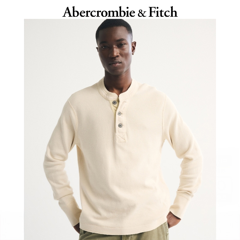 【经典复刻】AF棉质重磅华夫格亨利领T恤25冬季新款男装124-5776