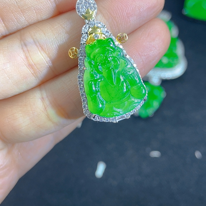 翡翠银S925镶嵌吊坠(不含链)