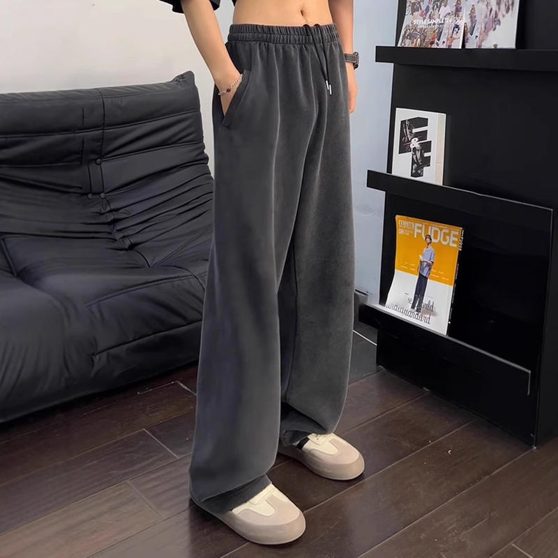 美式水洗弯刀卫裤男款春秋潮牌重磅裤子直筒垂感cleanfit休闲长裤
