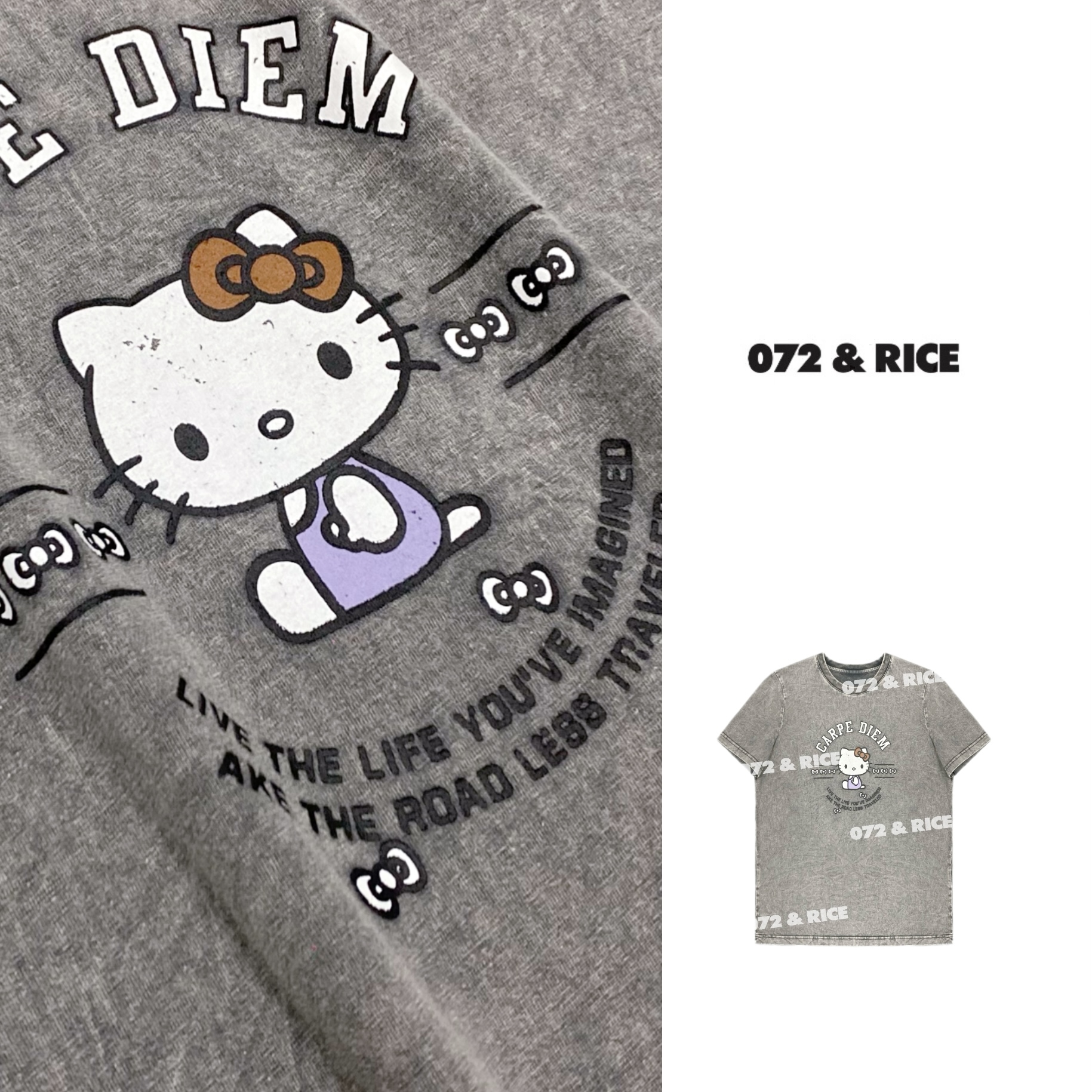 072 & RICE【凯蒂TEE】100纯棉 春季休闲圆领短袖T恤 32NB314Z*