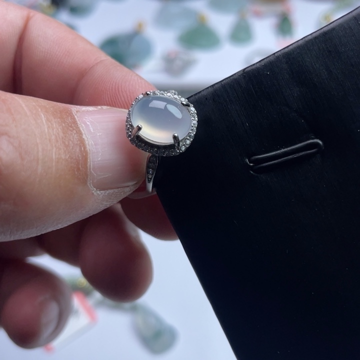 无***景翡翠银S925镶嵌戒指戒指