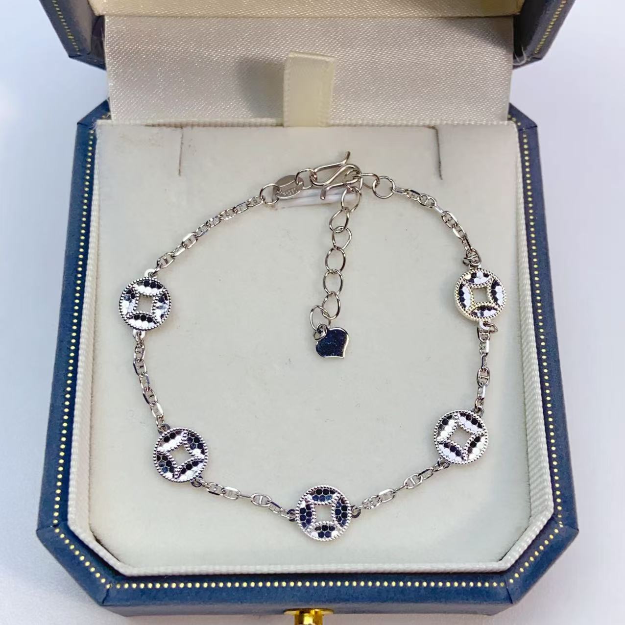 Pt950铂金五铜钱手链6.41克百搭时尚简约