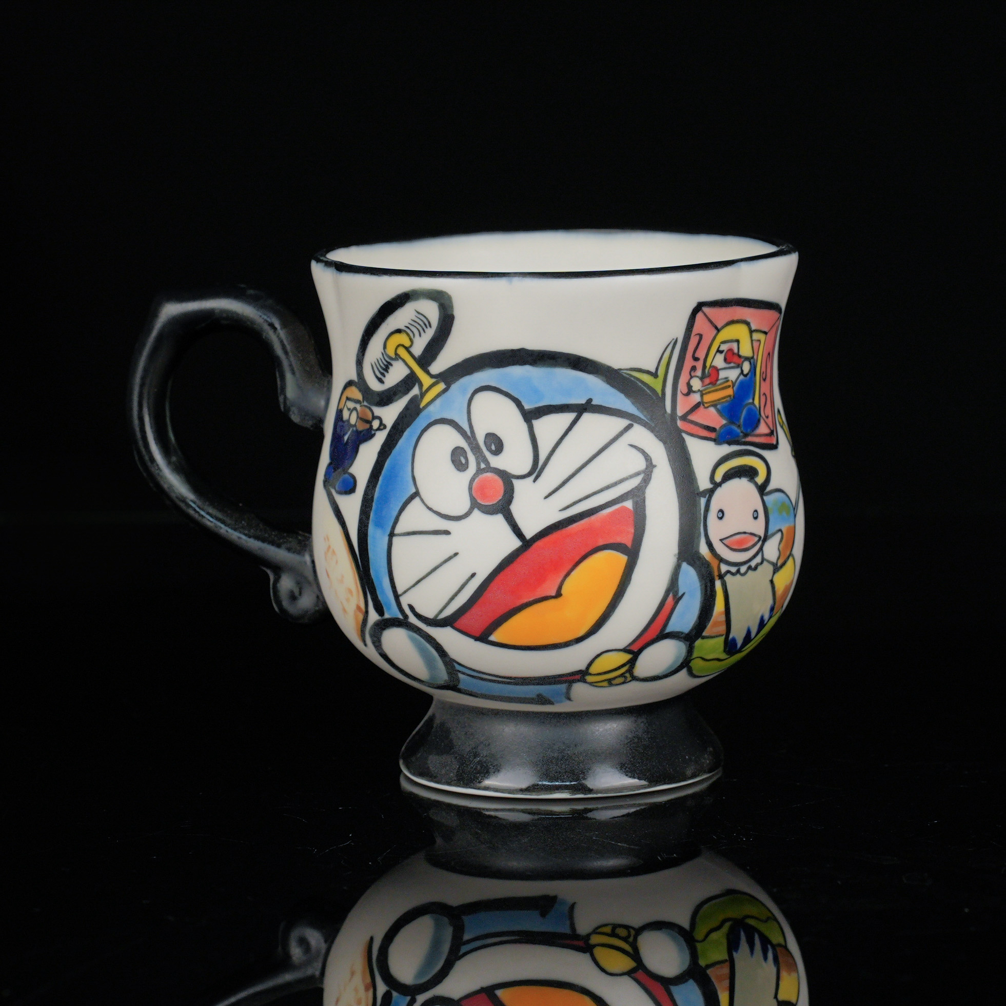 卡通哆啦A梦陶瓷咖啡杯手绘茶杯子创意礼物