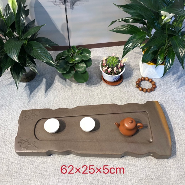 天然端砚石整块石材茶盘中式复古家用排水茶台功夫茶具