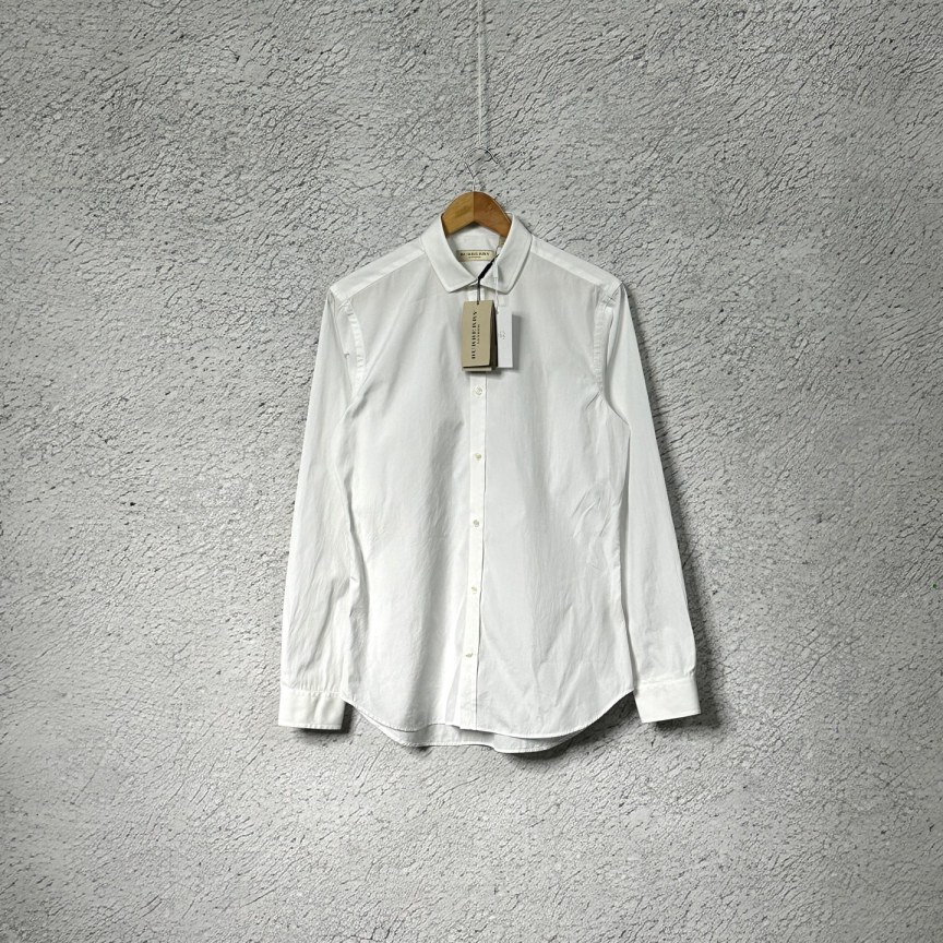 99新 BURBERRY/博柏利 男士长袖标准衬衫领常规免烫衬衫白衬衫