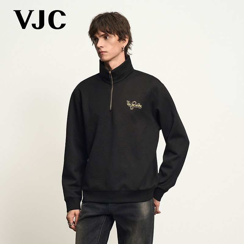 VJC/威杰思【立体剪裁】25立领冬轻奢新男装保暖套头卫衣BAEDE1273