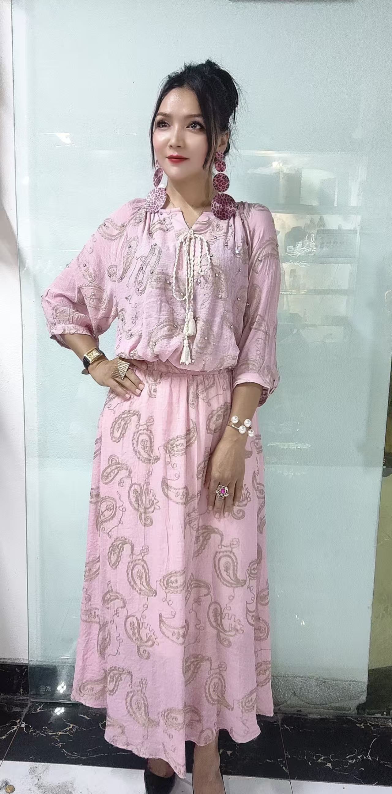 显瘦提花时尚套装长款民族风两件套