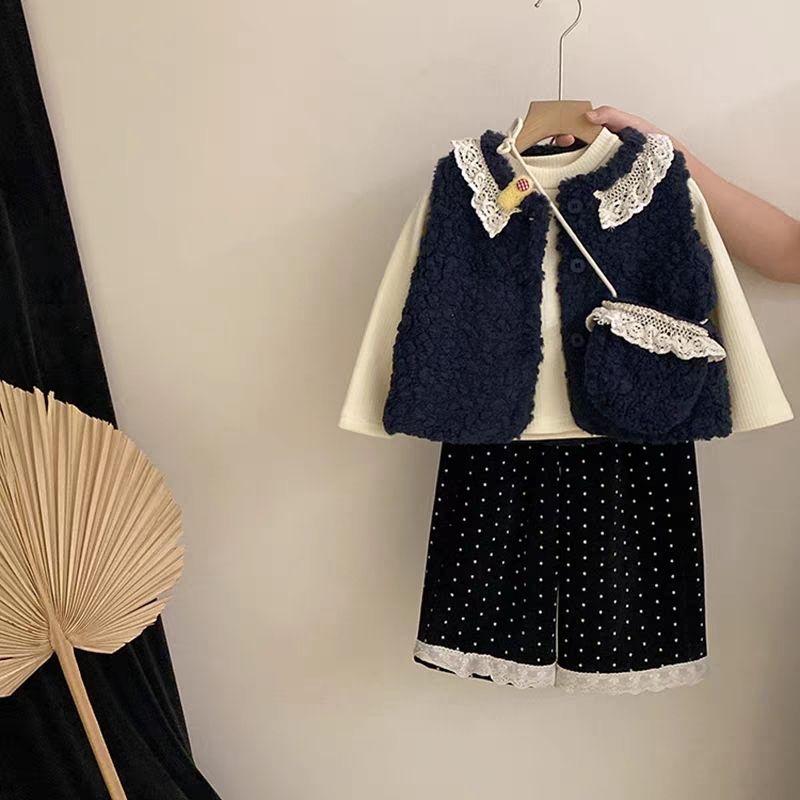圆点秋季套装韩版女童女秋冬加绒厚款夏季冬季