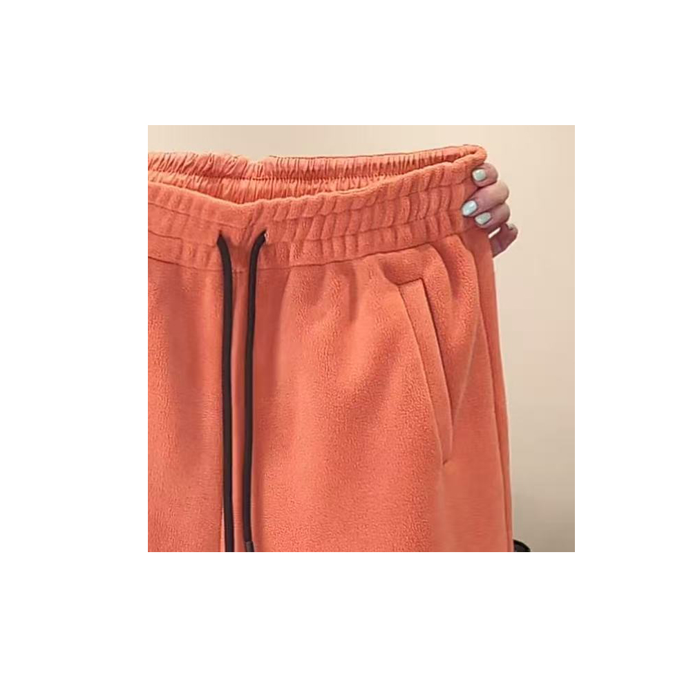 【蜜桃橘】奥粒绒加厚刺绣百搭高腰秋冬宽松收口口袋卫裤休闲裤