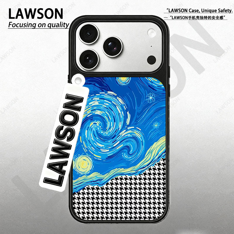 梵高世界磨砂磁吸黑边苹果17promax/16/15华为小米防摔防汗手机壳