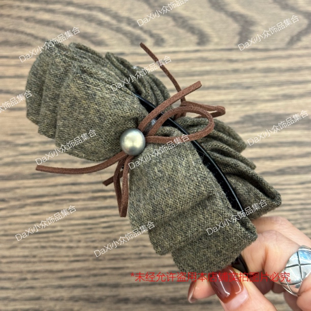 复古针织毛绒蝴蝶结香蕉夹法式温柔风气质百搭后脑勺发饰女秋冬