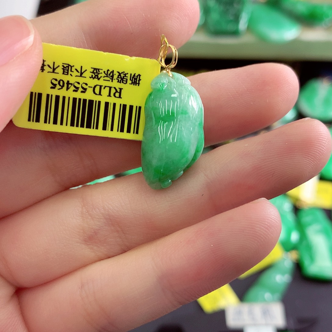 翡翠18K金镶嵌吊坠(不含链)
