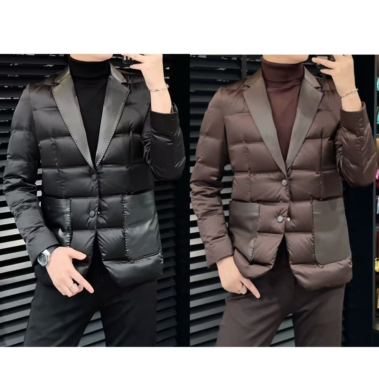 小雨男装｜冬季高奢欧货·羊皮领定制羽绒西服