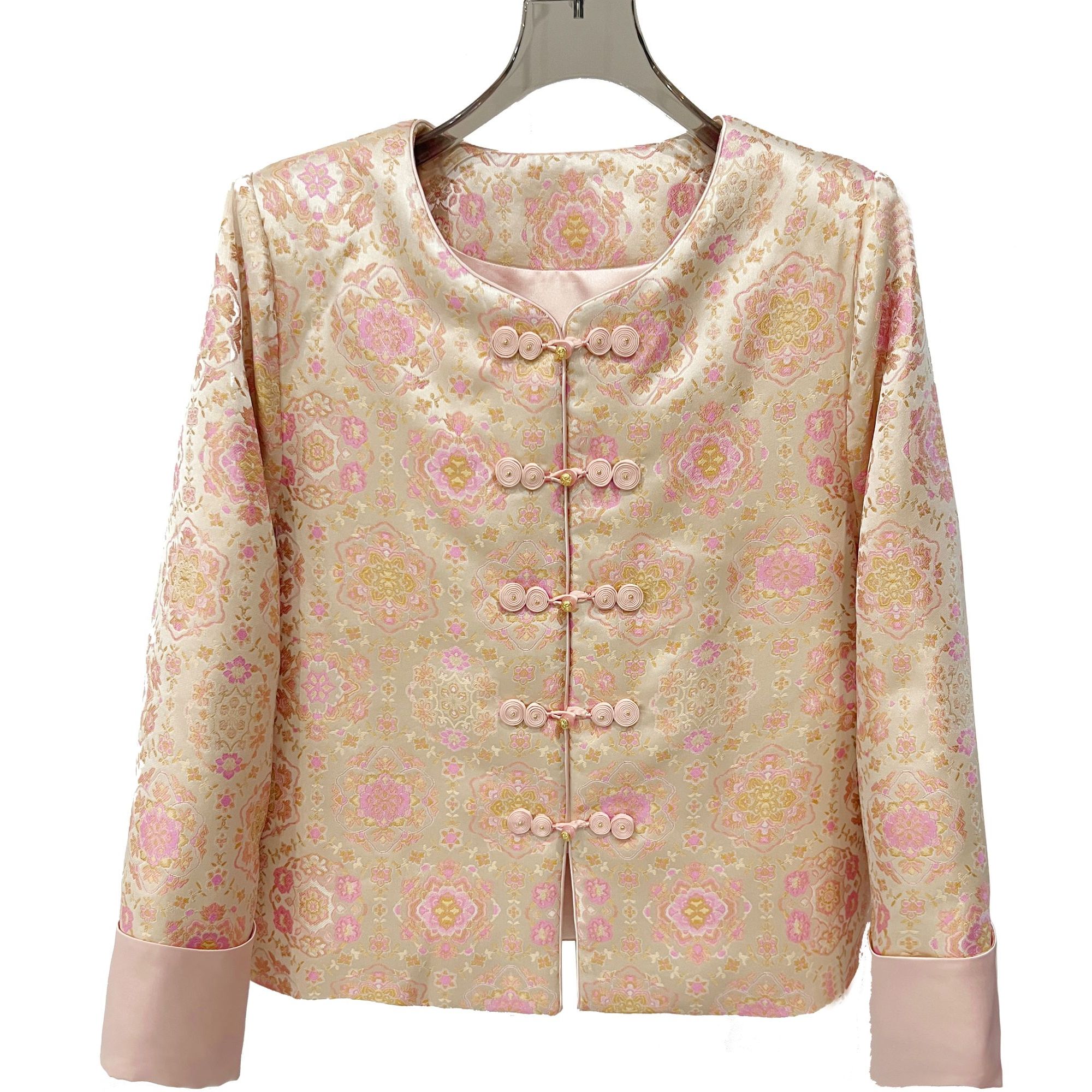 【云锦郡主】新中式加棉国风上衣2025冬新款盘扣提花高端减龄外套女