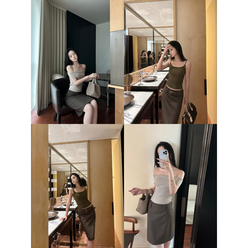 5werkwen·---律政俏佳人 复古简约西装直筒半身裙