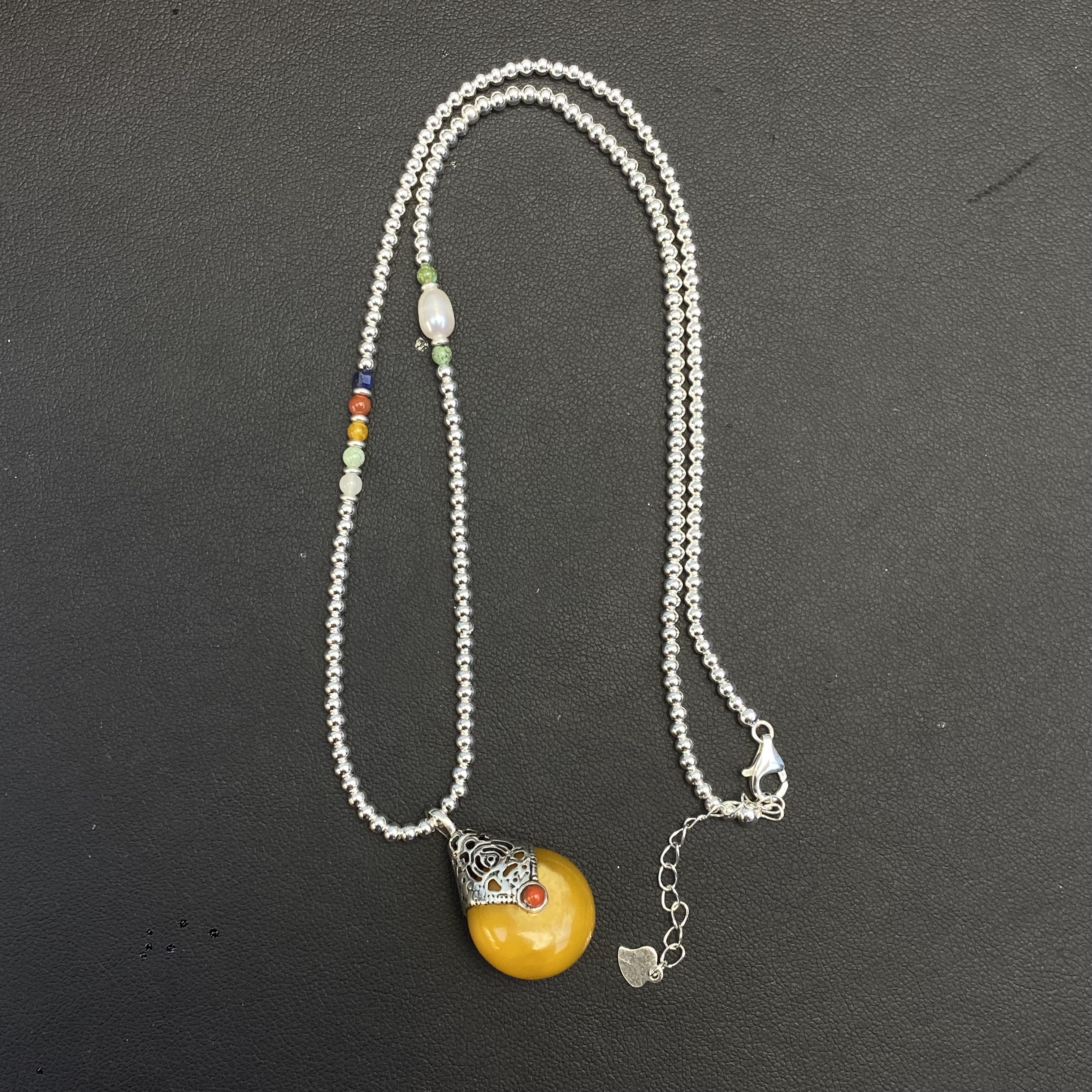 坠链均925银 民族风蜜吊坠项链 XL00715