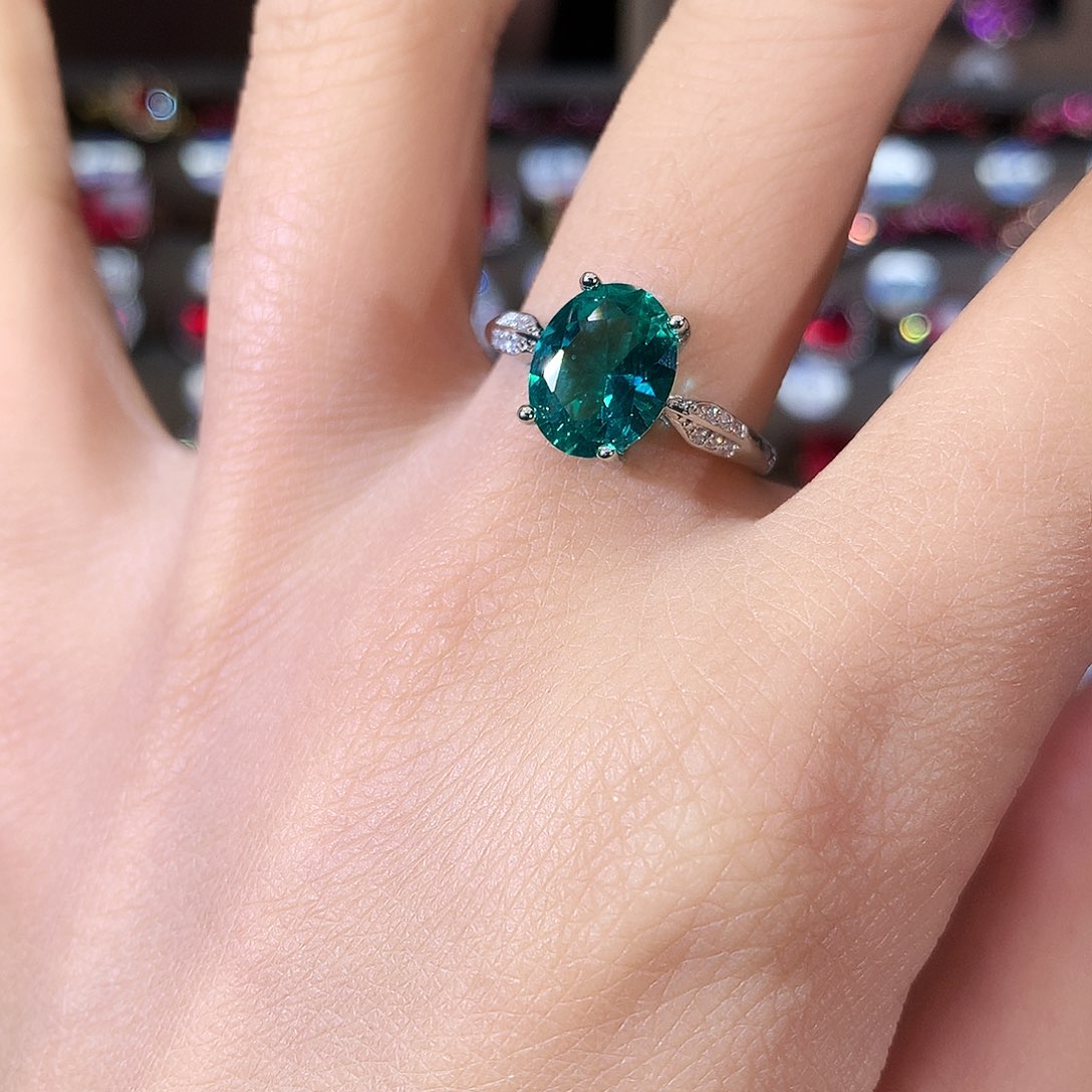 银S925镶嵌戒指碧玺白810