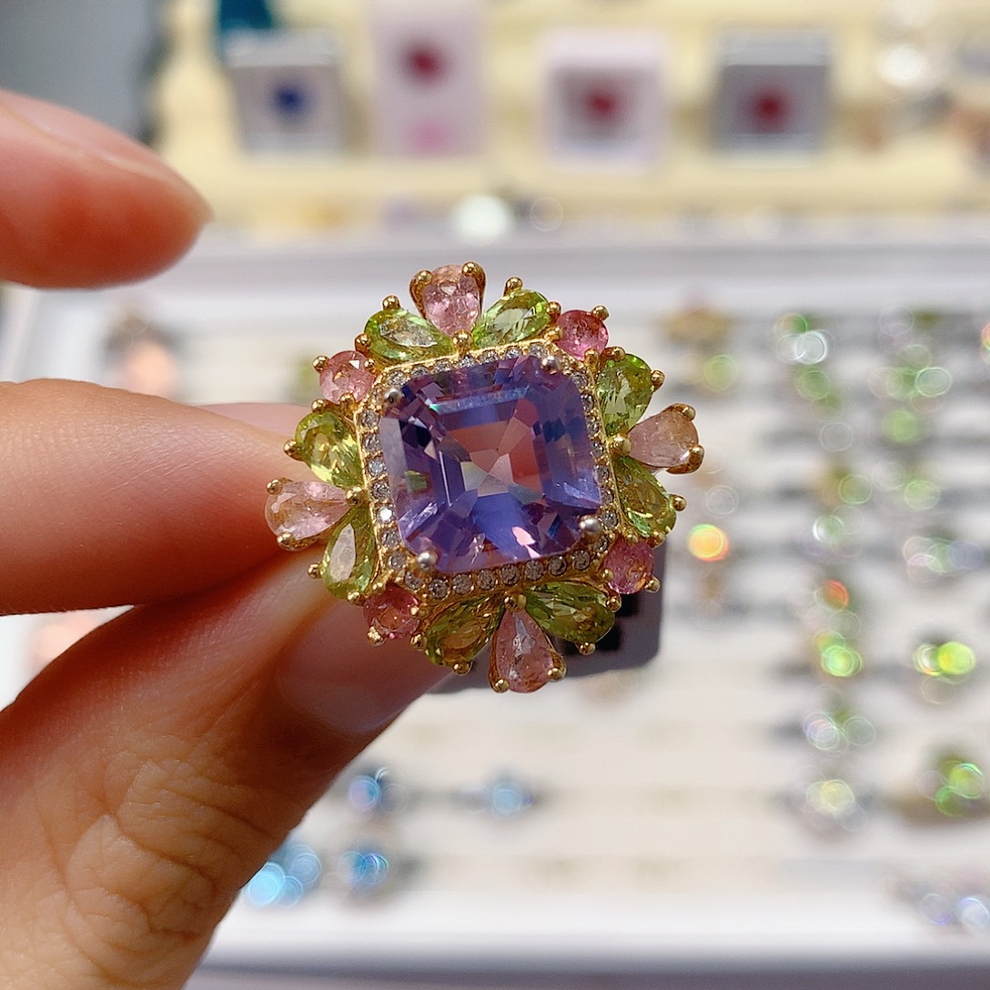 戒指银S925镶嵌水晶