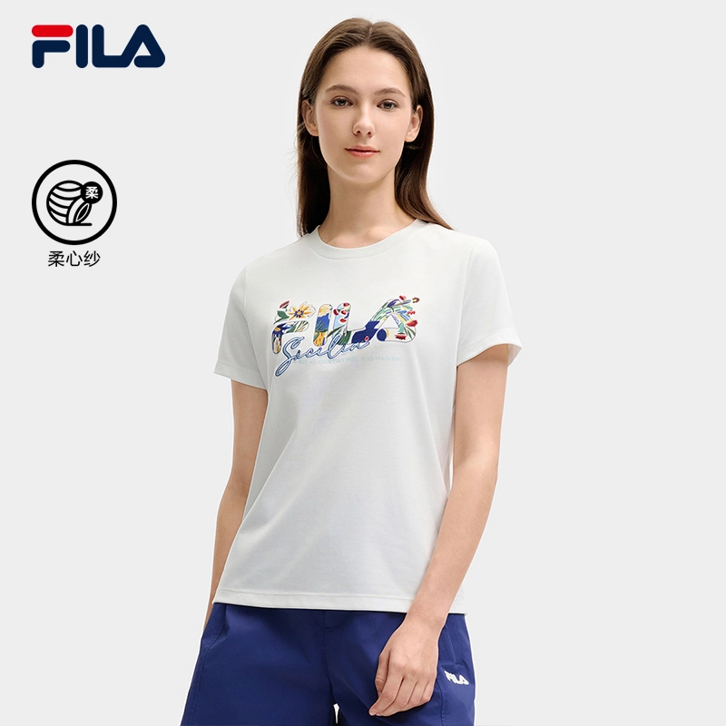 Fila/斐乐【柔心纱】夏新款欧若风女士户外运动针织短袖F11W528104F