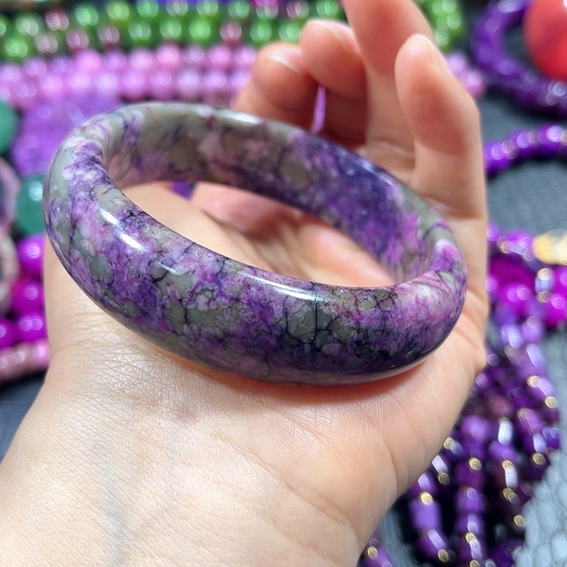 【闪购商品】琉璃配饰舒具石老油料48泥地丝绒老油樱花圈口60