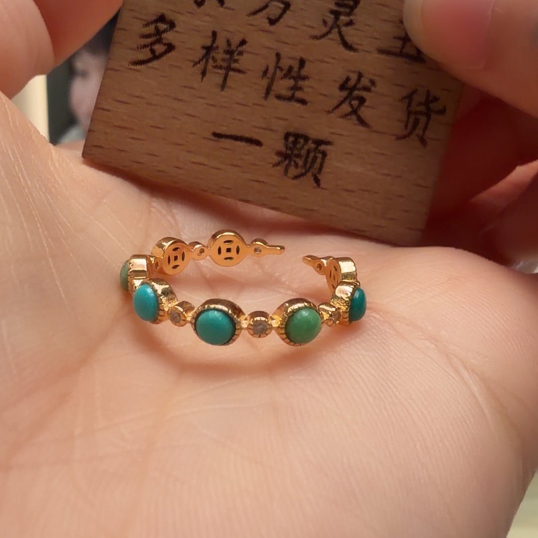 绿松石银S925镶嵌戒指