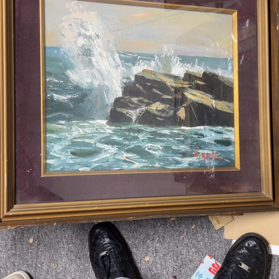 一***木中古框画框子磕碰玻璃不包运损