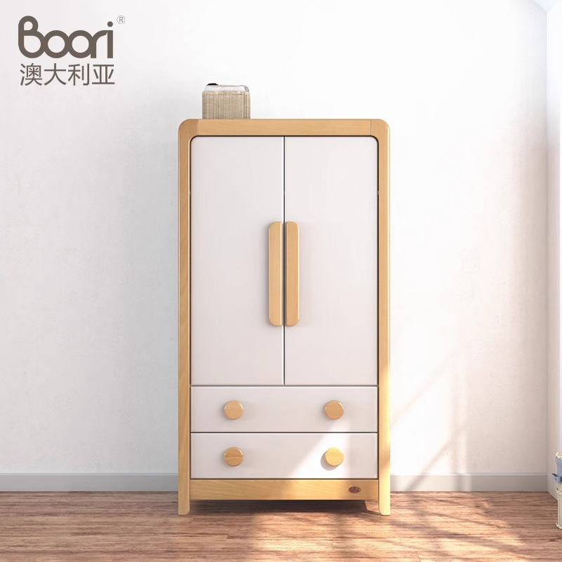 Boori贝仑进口实木儿童衣柜家用卧室简约木柜子儿童房储物柜衣橱