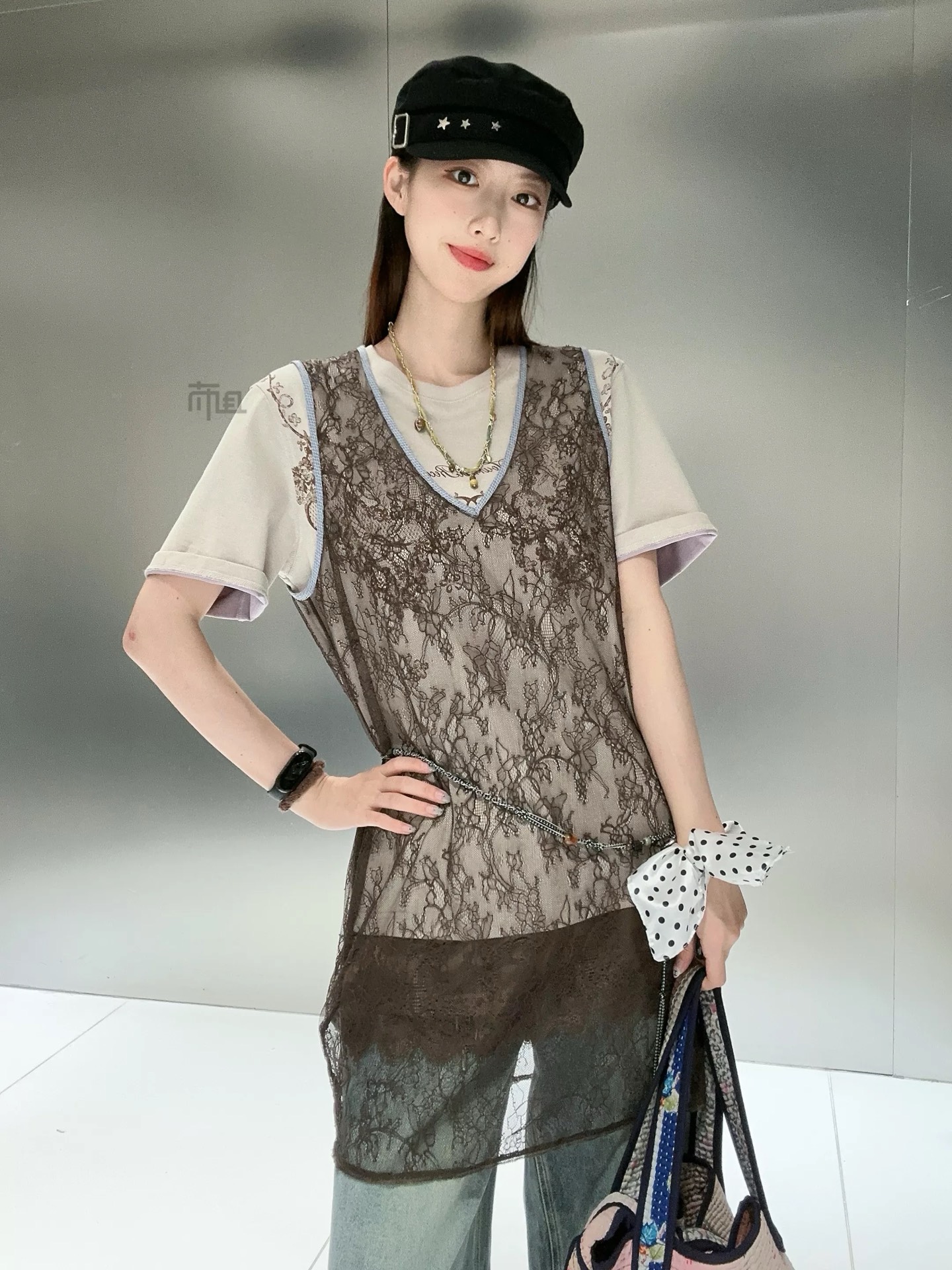 现货【J/R蕾丝罩裙】计师品牌长款无袖连衣裙背心裙叠穿层次感女
