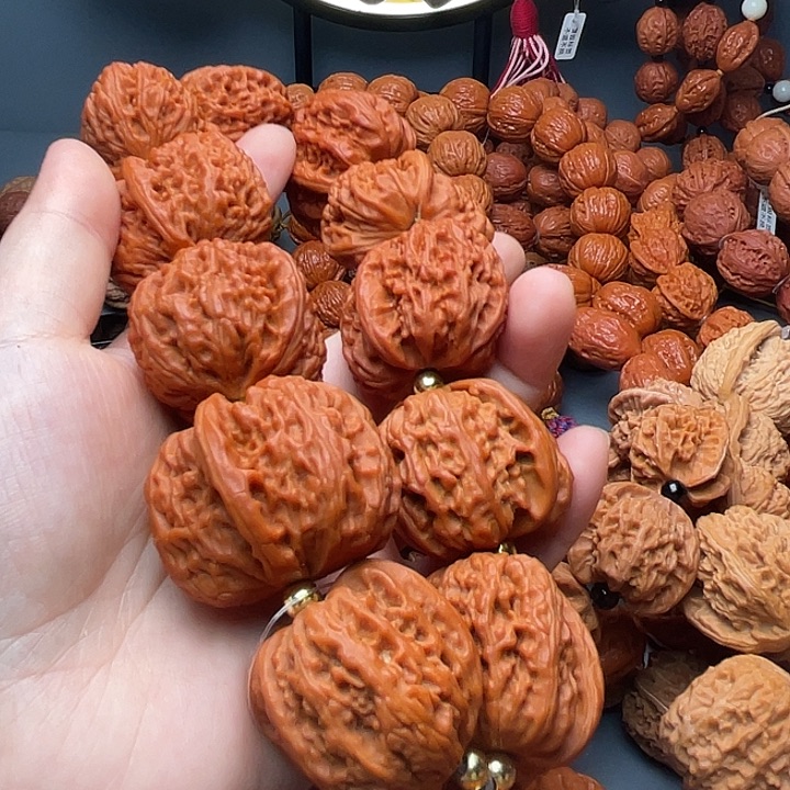 桩***工文玩核桃手串白狮子