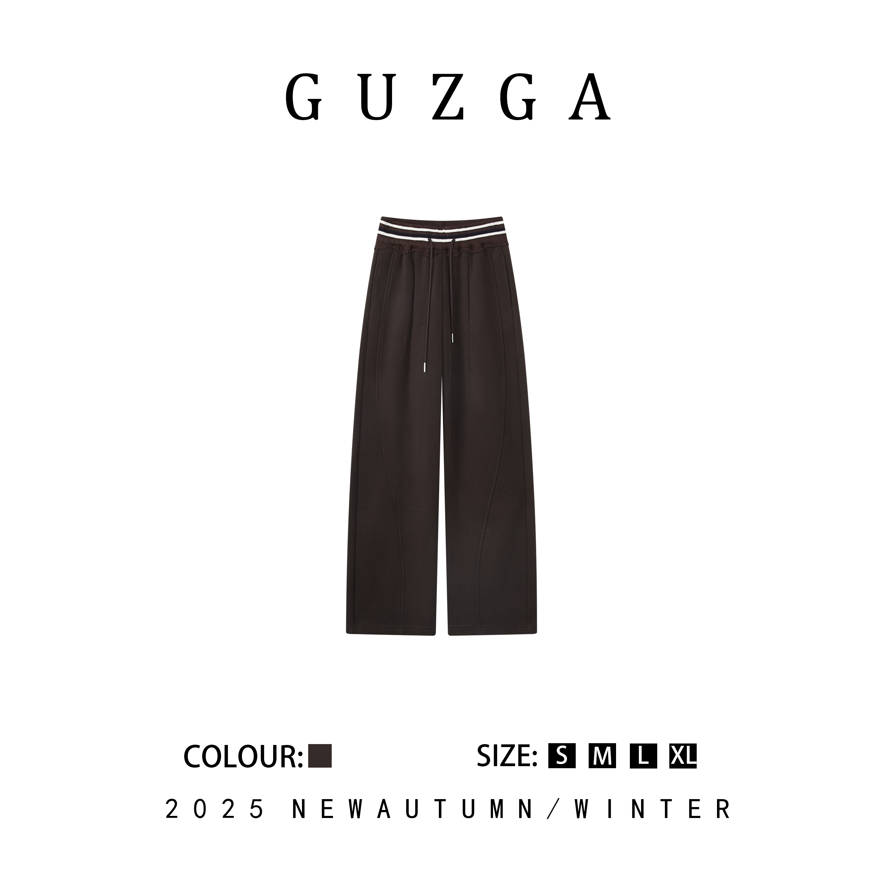 GUZGA【一诺千金】2025秋冬新款咖色抽绳休闲裤时尚百搭