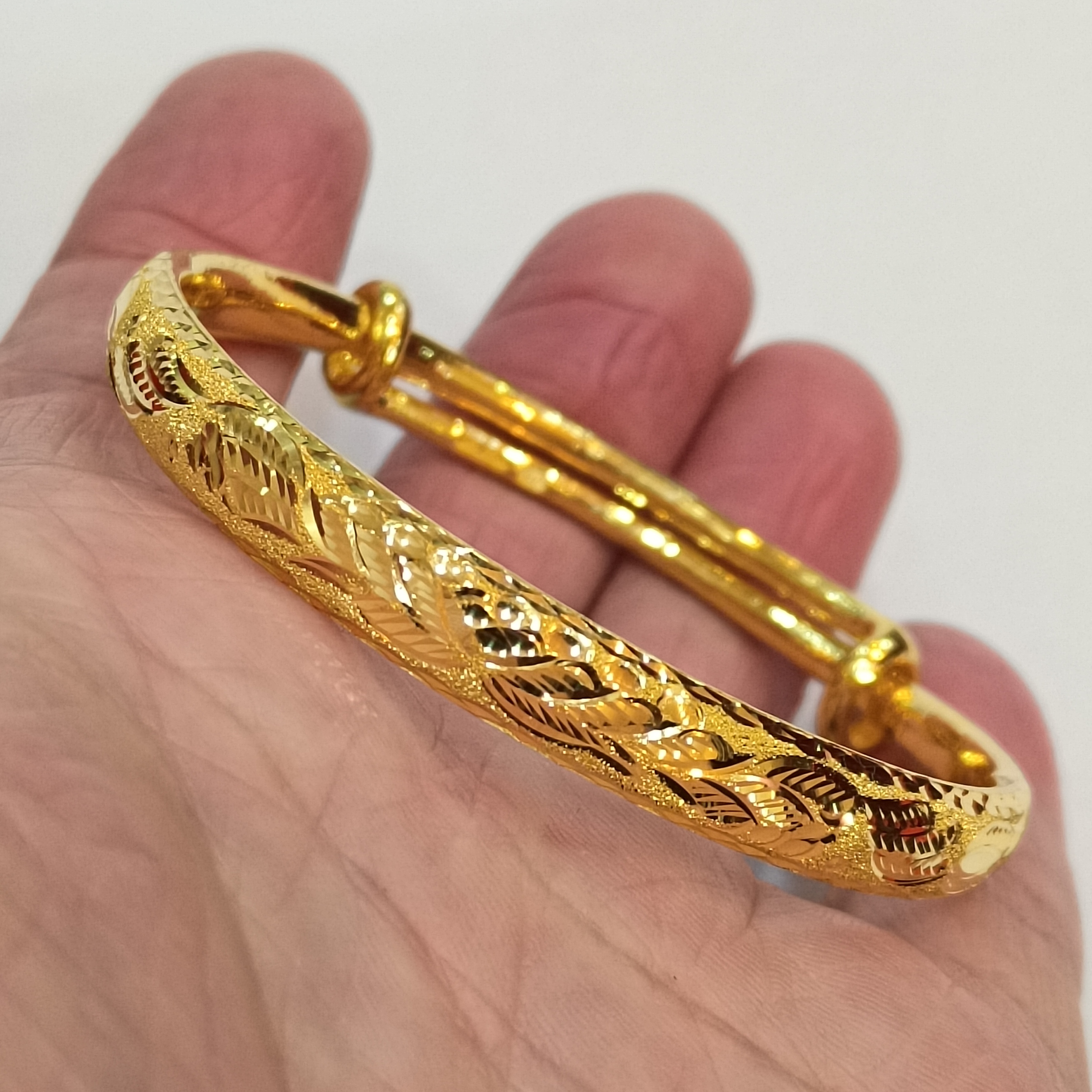 足金999黄金手镯31.78克真金正品纯黄金推拉款手镯子劈花手镯