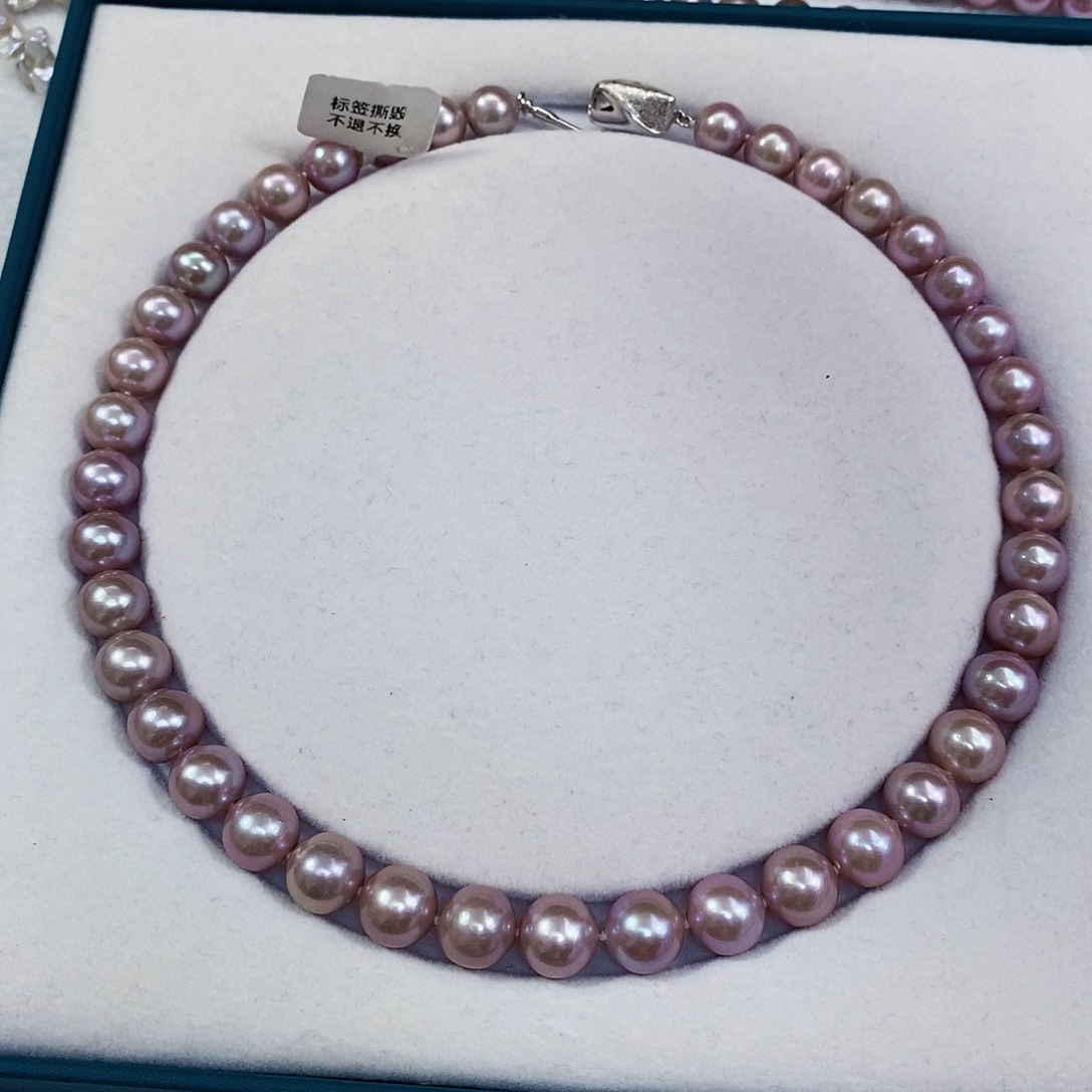 淡水珍珠正圆极光曼塔玫瑰色系9.5-11mm未镶嵌