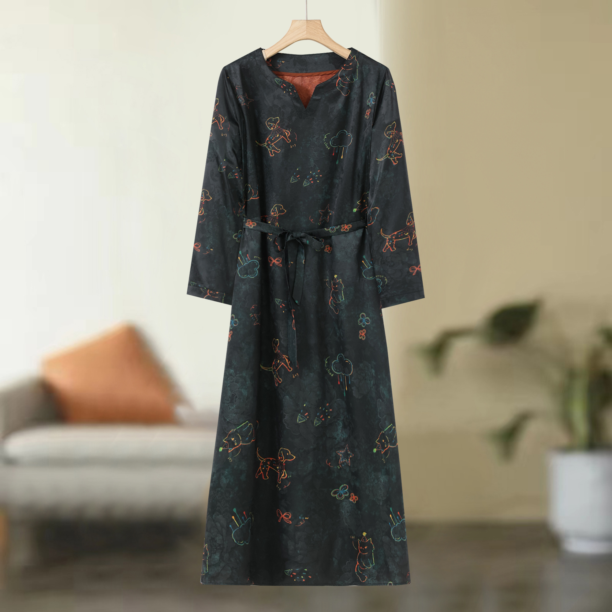 猫狗日记连衣裙  时尚轻奢亲肤透气中长款连衣裙条纹气质显瘦