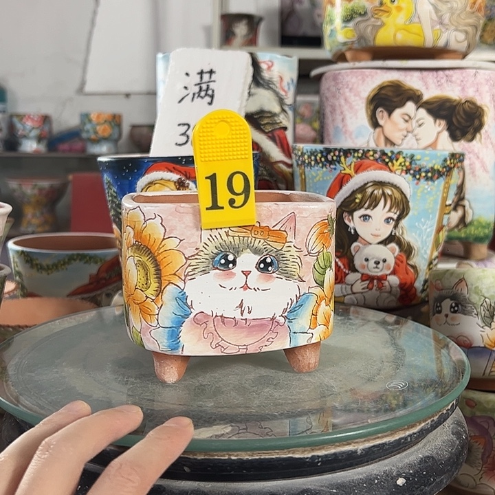 满38包邮 景德镇幸运花盆