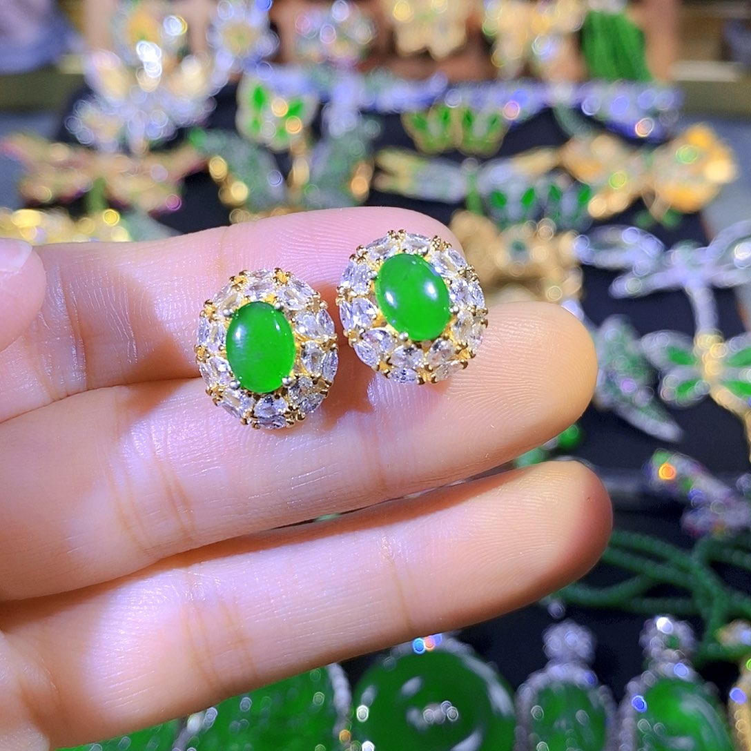 吊坠(不含链)银S925镶嵌翡翠