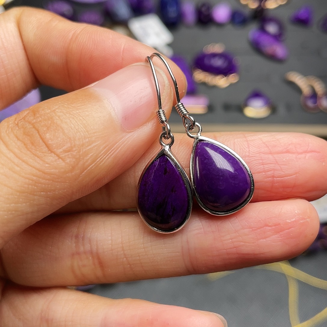 苏纪石（舒俱来）耳环银S925镶嵌