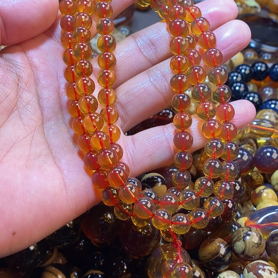 欢***星琥珀未镶嵌手链天然缅甸琥珀蜜蜡